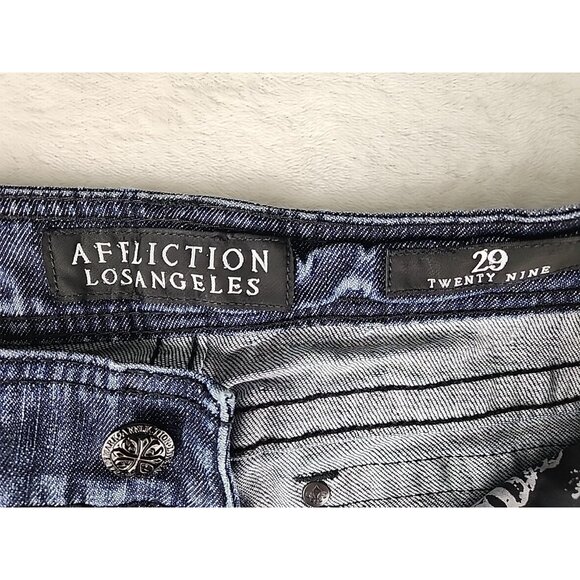 Womens Affliction Jade Cut-Off Shorts Sz 31 Studs & Leather Embroidered - Picture 5 of 14